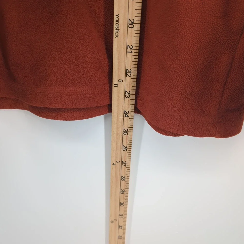 LL Bean Sweater Men's Medium Red/Orange Pullover Quarter‎ Zip Fleece Reg 0HJY2